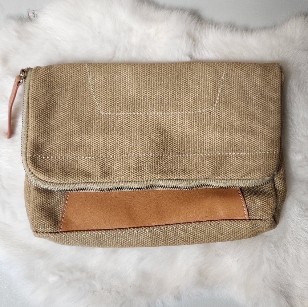 J. McLaughlin Foldover Textured Fabric Wristlet Clutch